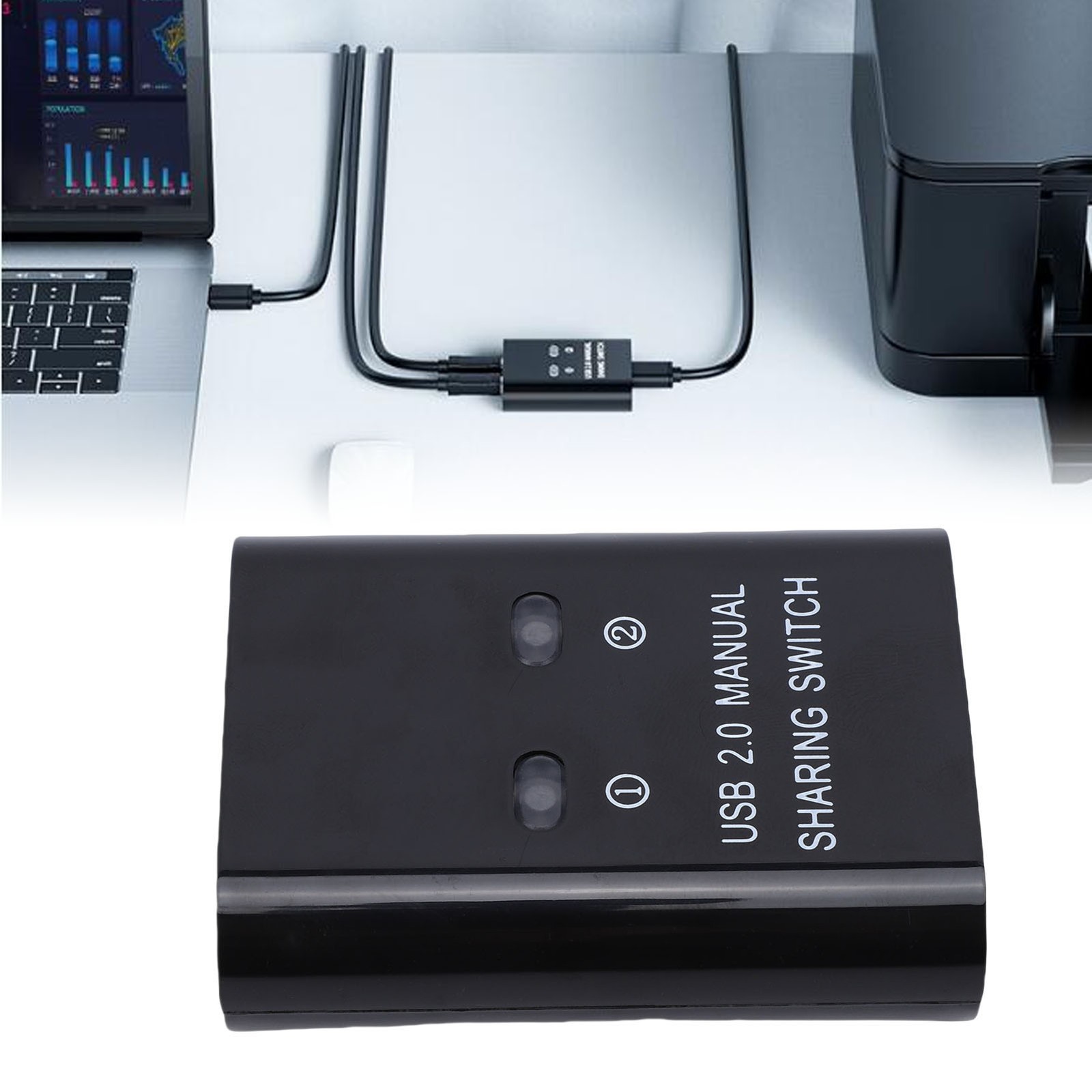 USB 2.0 Sharing Switch 2 Computers Share 1 Printer Plug And Play High Speed ERYQ