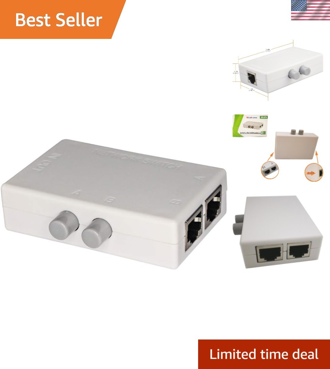 Metal Mini 2-Port RJ45 Switch -Effortless Connectivity for Home and Office