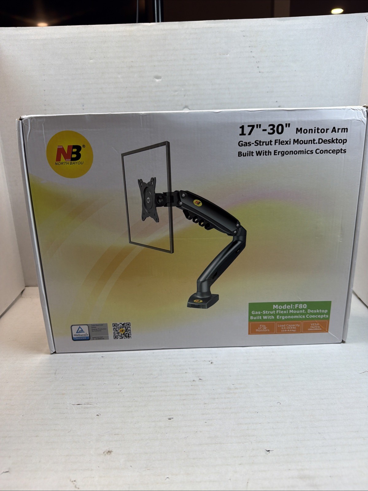 NB Flexible Black Monitor Arm Fits 17"-30" with Gas-Strut & VESA North Bayou F80