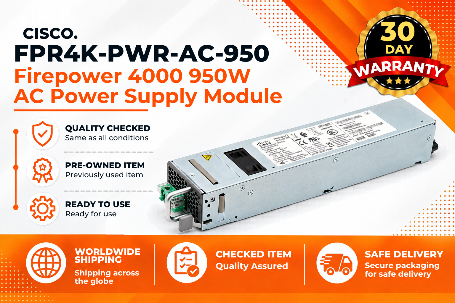 Cisco FPR4K-PWR-DC-950 Firepower 4000 950W AC Power Supply Module