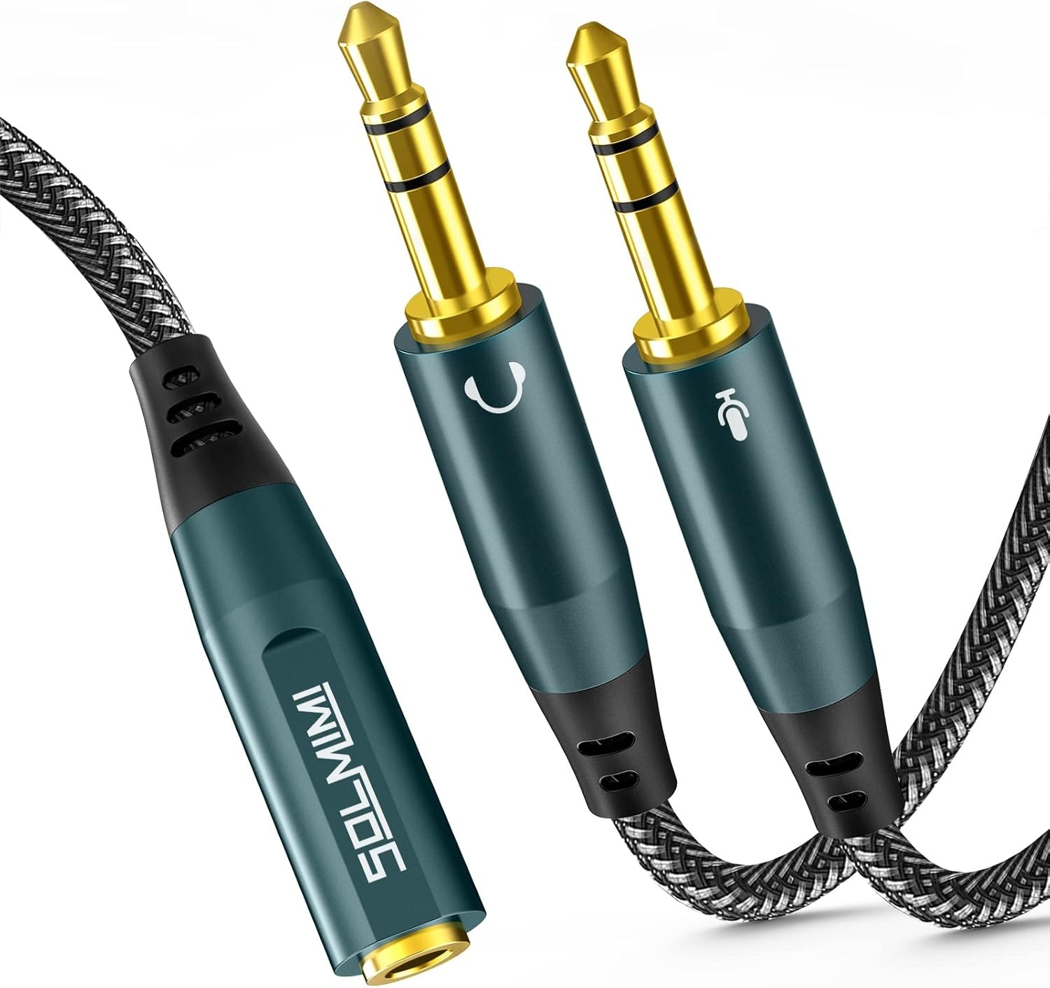 Headset Splitter Adapter for PC, 3.5mm CITA TRRS Female to 2 TRS Male Green 