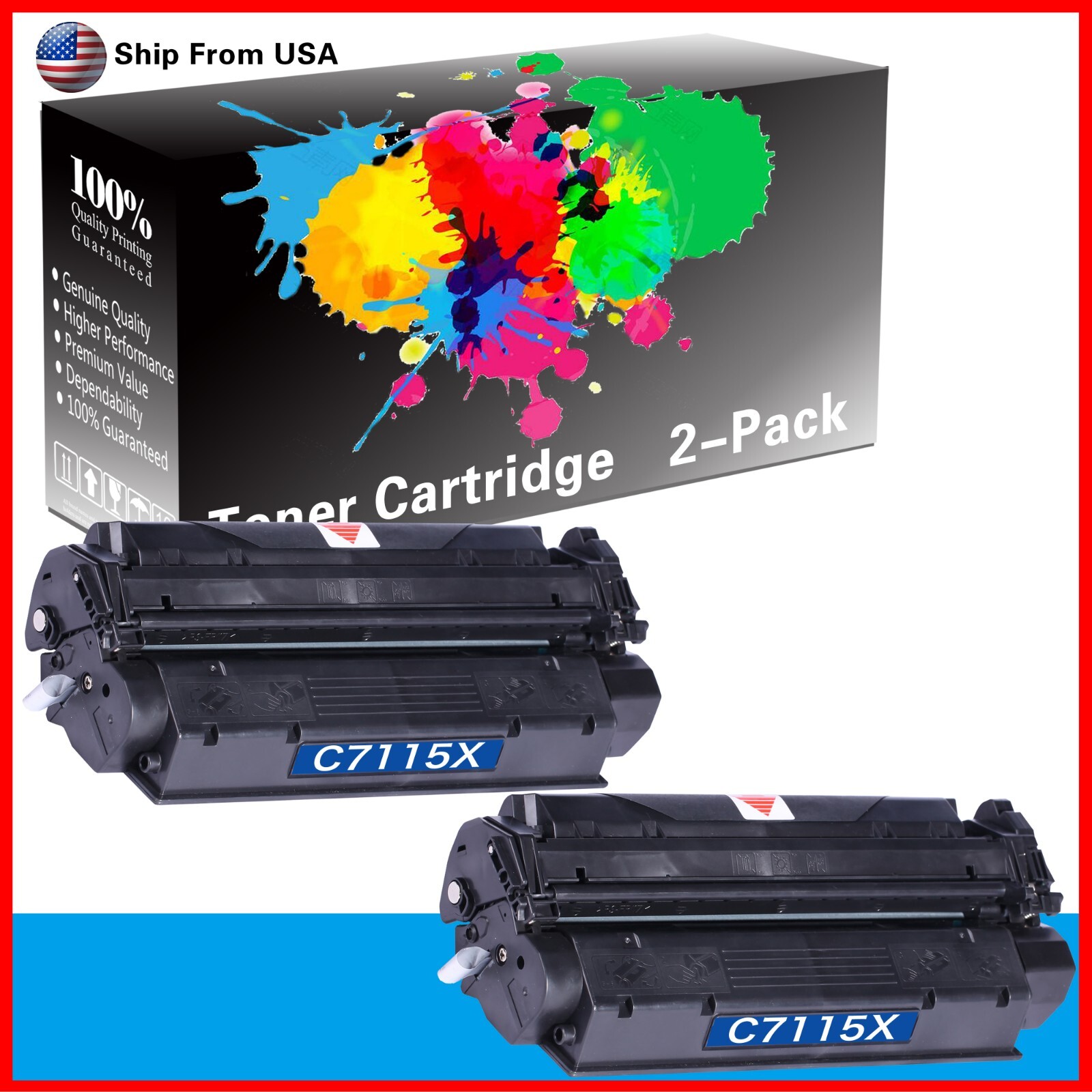 2PK 15X 7115X Toner Cartridge C7115X for 3320 3330 Printer