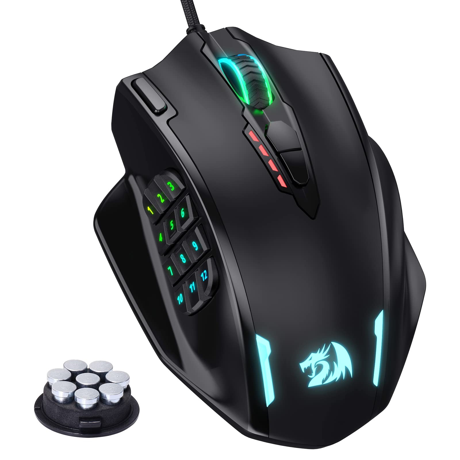 M908 Wired MMO RGB Gaming Mouse 12400 DPI Remapping Keys