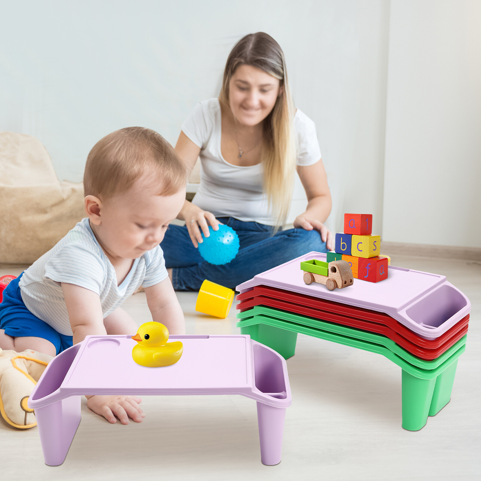 50*25*18cm 6 Pcs Kids Lap Desk Tray Lap Desks for Writing Eating Game Classroom