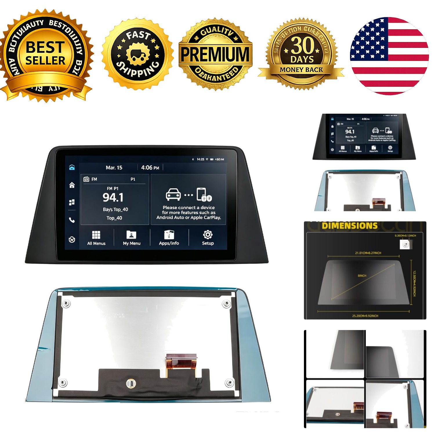 8 Inch Touch Screen Compatible with Kia Forte 2019-2021