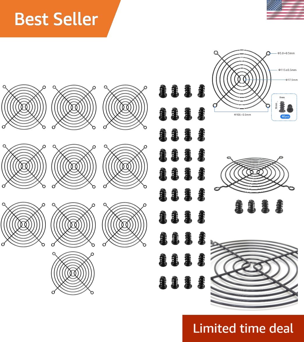 10 Pack 120mm PC Fan Grill Black Iron Computer Case Cooling Fan Guard W/ Screws