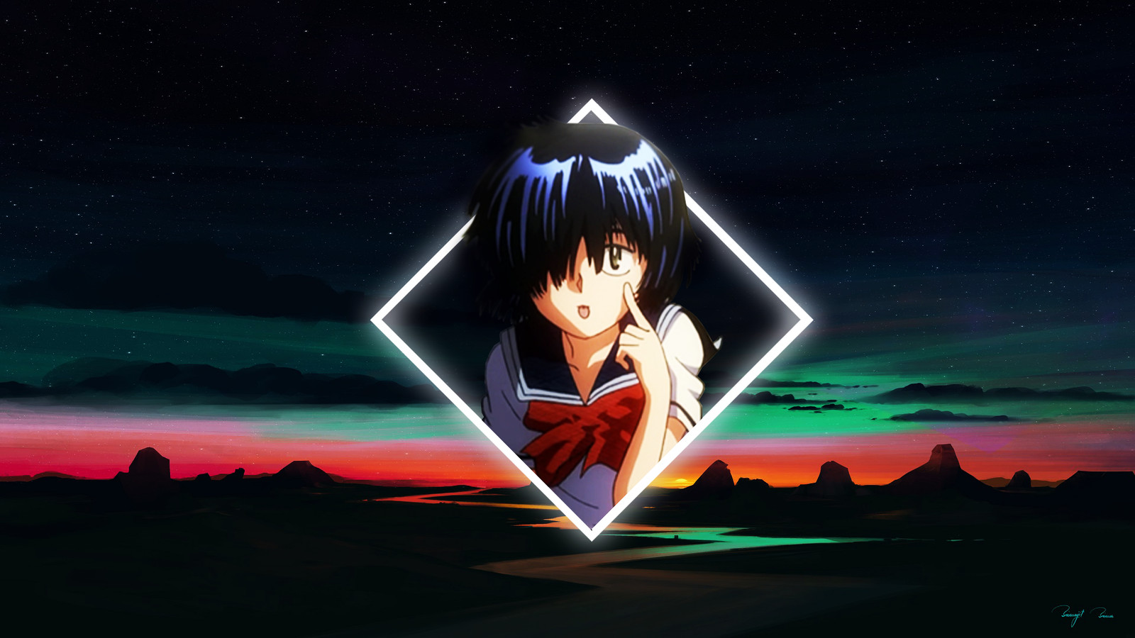 Landscape urabe mikoto art dark night desert mysterious Custom Gaming Mat Desk
