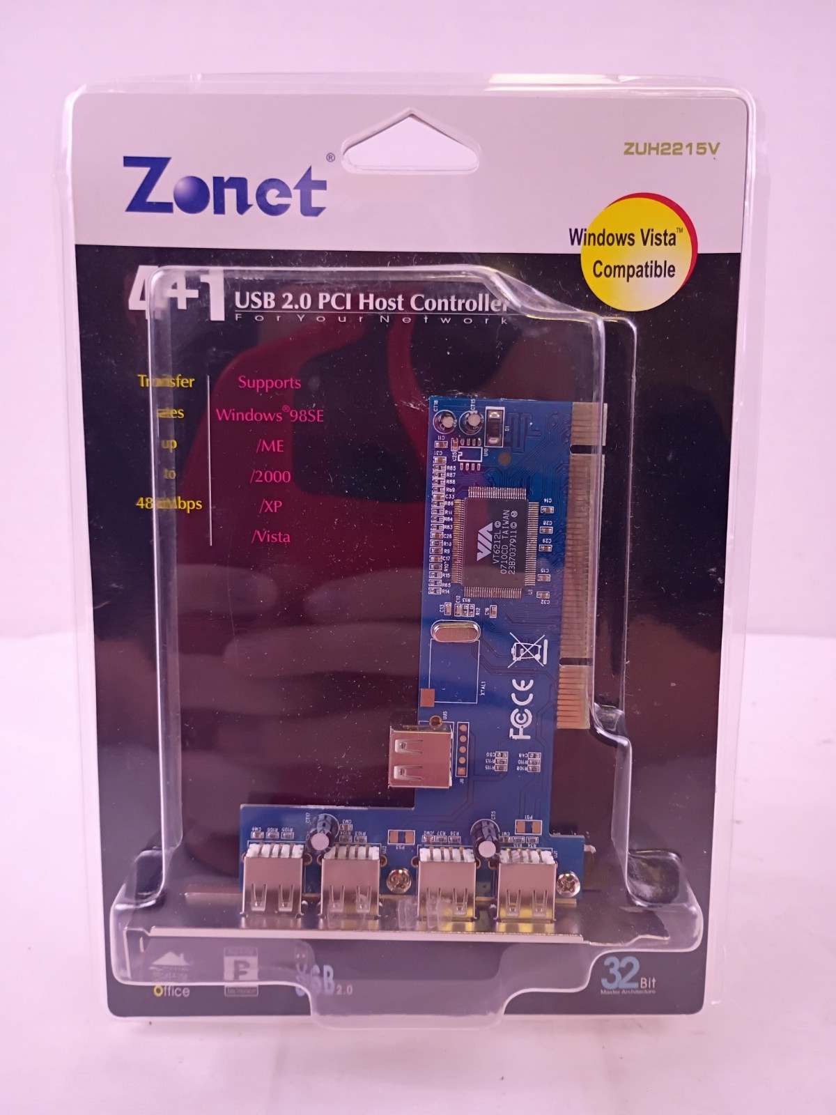 Zonet ZUH2215V 4 +1 Ports USB 2.0 PCI Host Controller For Your Network New 