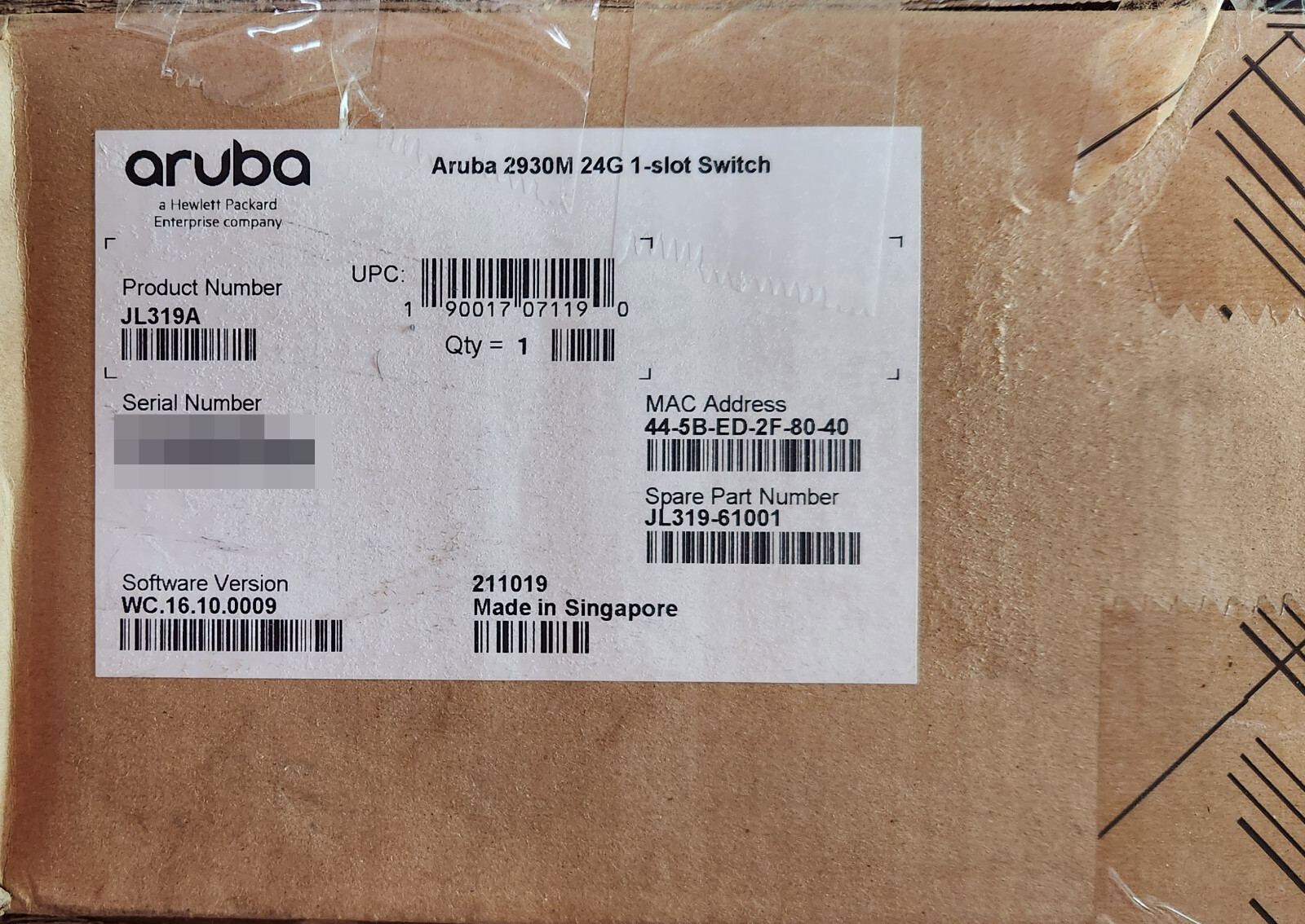 NEW Sealed HPE Aruba 2930M 24G 1-slot Switch JL319A