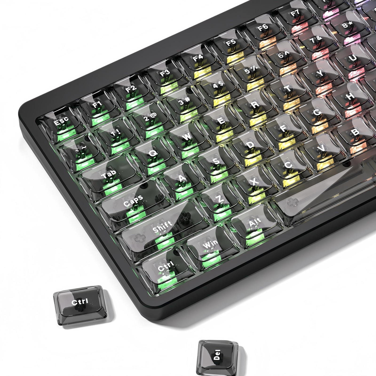 dagaladoo Black Low Profile Keyboard keycaps,Clear Key caps Jelly Set