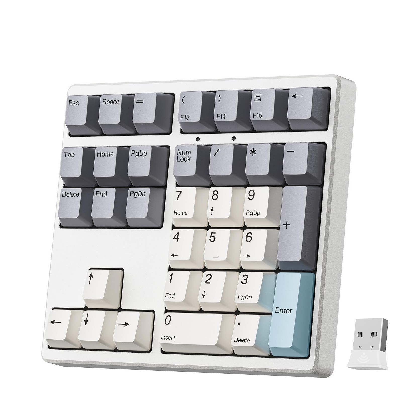 Kisnt KN34GT Wireless Mechanical Number Pad, 34-Key 2.4GHz Retro Beige