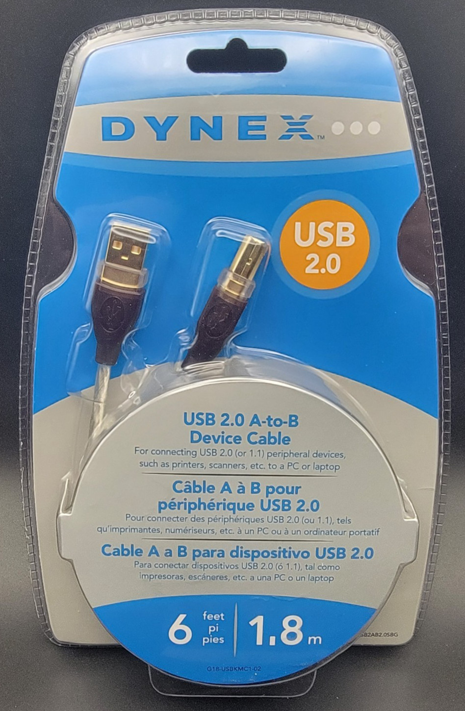 New Dynex 6ft USB 2.0 A to B Printer Device Cable Cord, Sealed