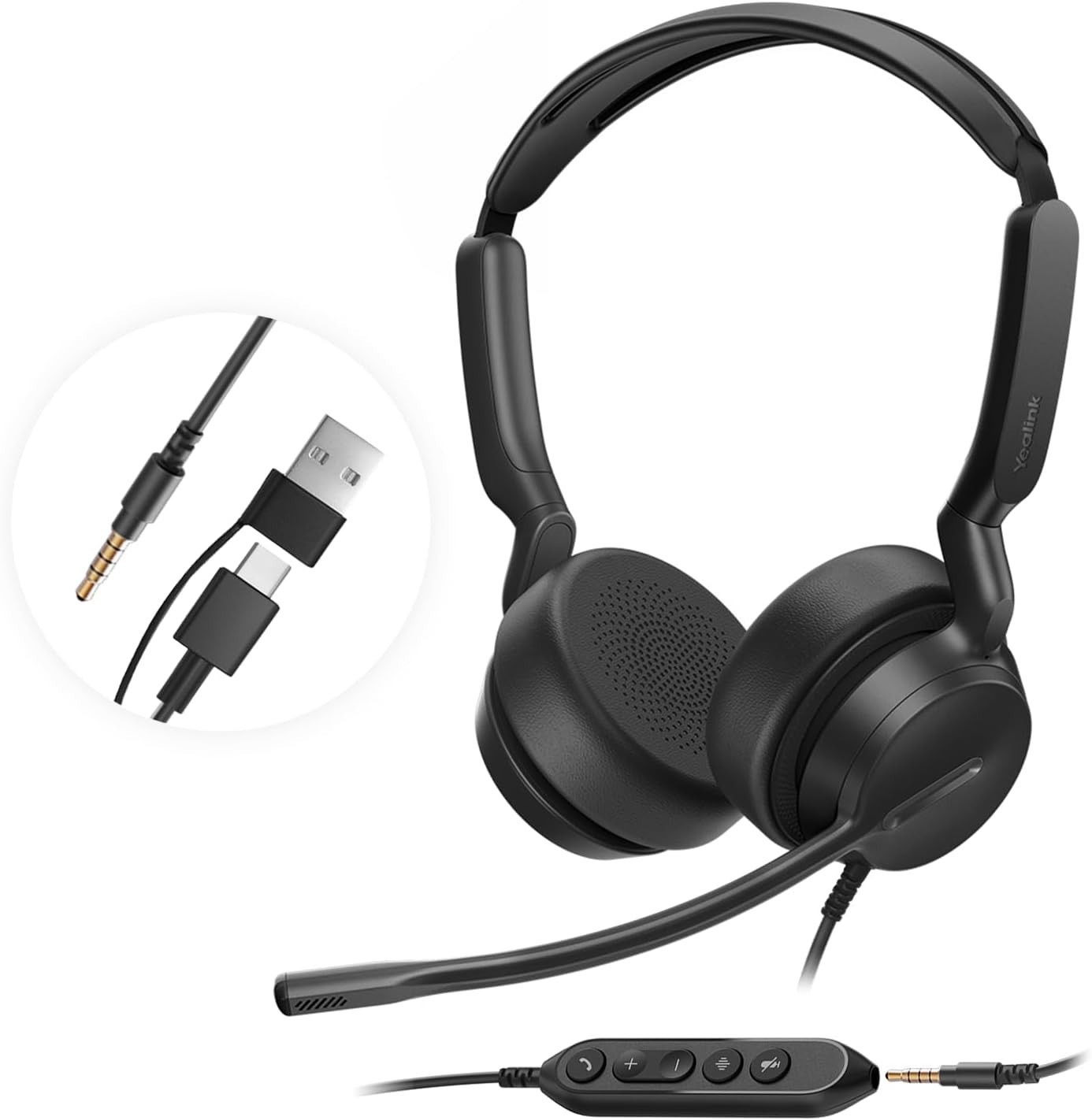 Yealink UH42 SE Wired Headset USB-C/A 3.5mm Teams Zoom Dual Ear - NIB