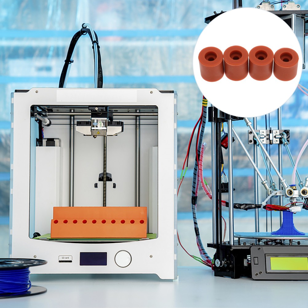 4Pcs Reusable Orange Silicone Mounts for 3D Printer Heat Bed