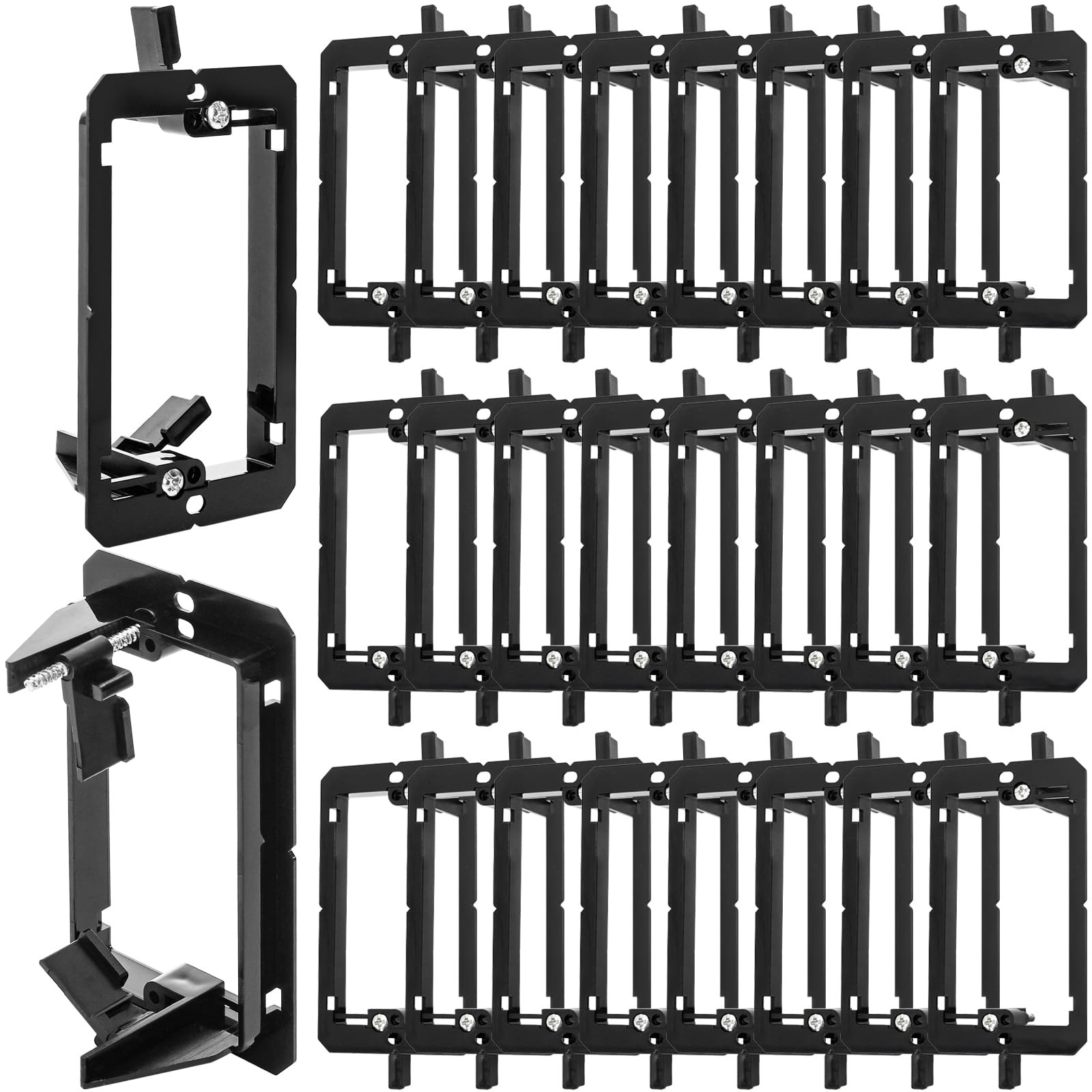 25 Pack Low Voltage Mounting Bracket, 1 Gang Flush Mounting Wall Plate, Drywa...