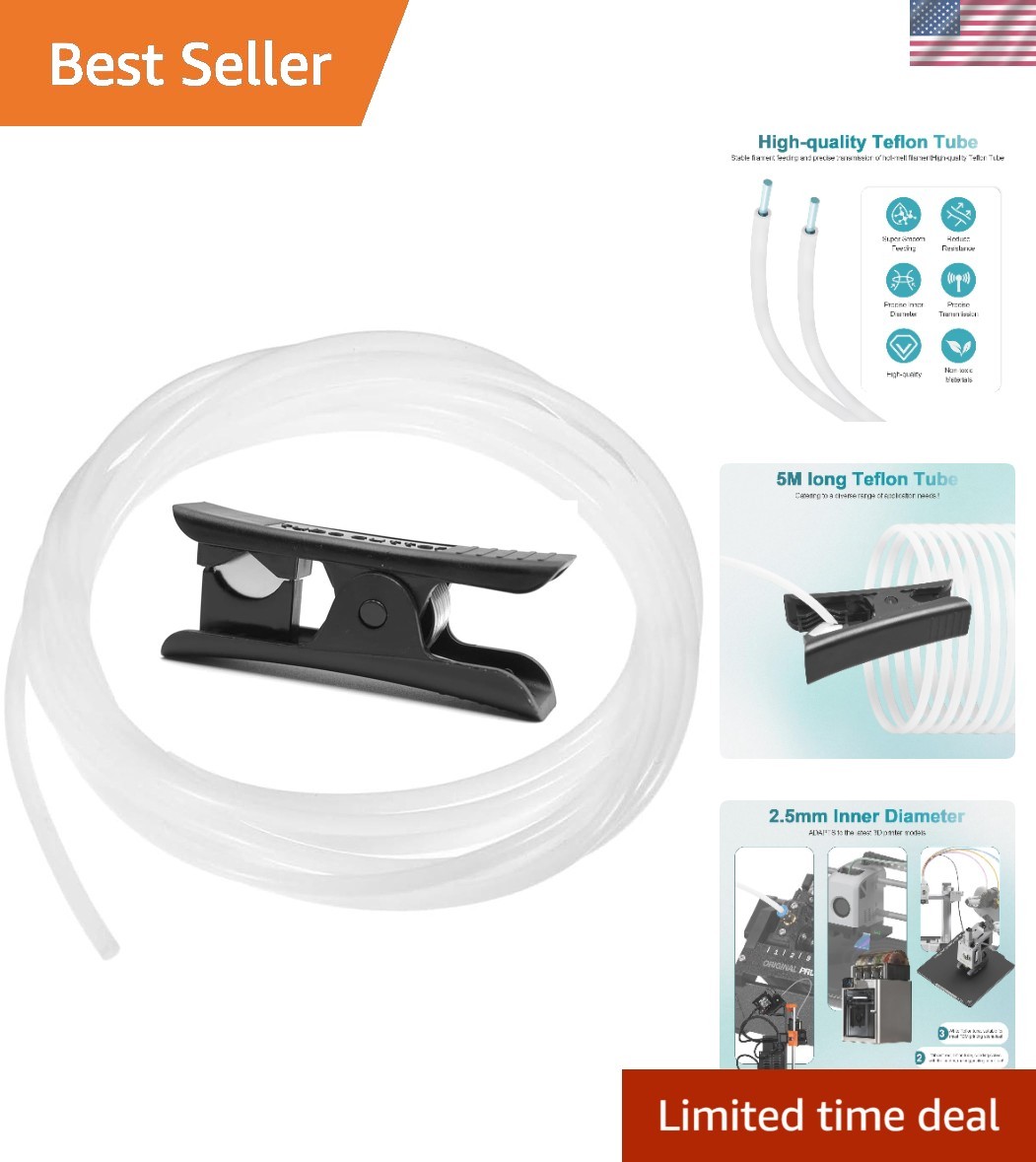 Durable 5M PTFE Filament Tube for Enhanced 3D Printing - Compatible with BBL X1