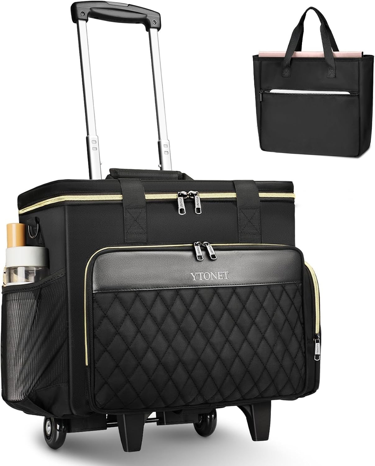 Stylish Rolling Teacher Bag with 15.6'' Laptop Compartment & Tote for Women