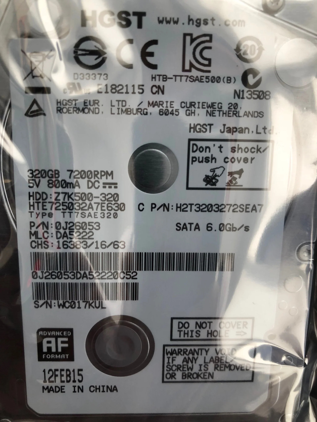 *New* Hitachi HTE725032A7E630 (0J36303) 320GB, 7200RPM, 2.5" Internal Hard Drive
