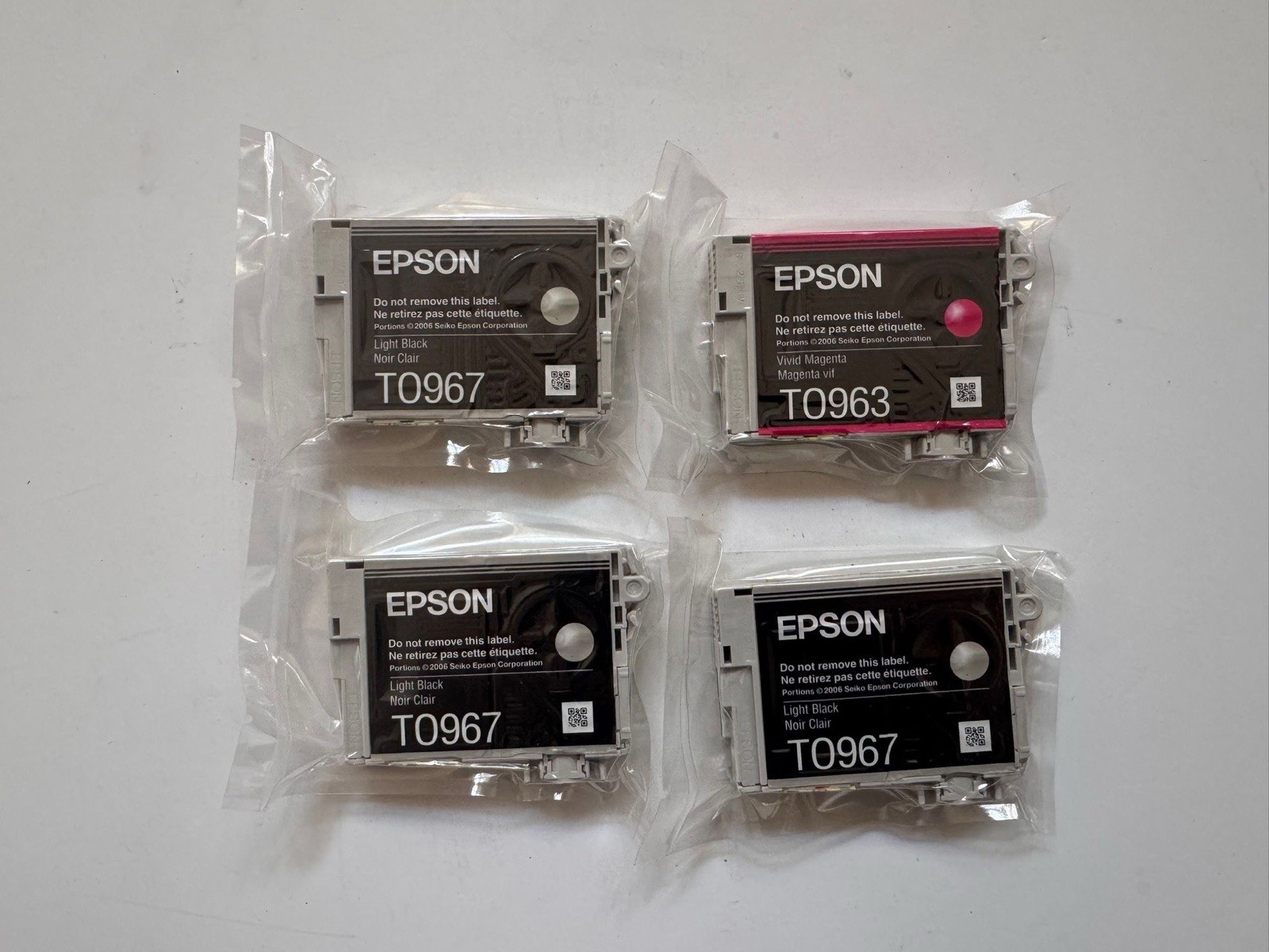 Two Genuine Epson 96 T096120 Photo Lt Lt Black Ink Cartridges Stylus Photo R2880