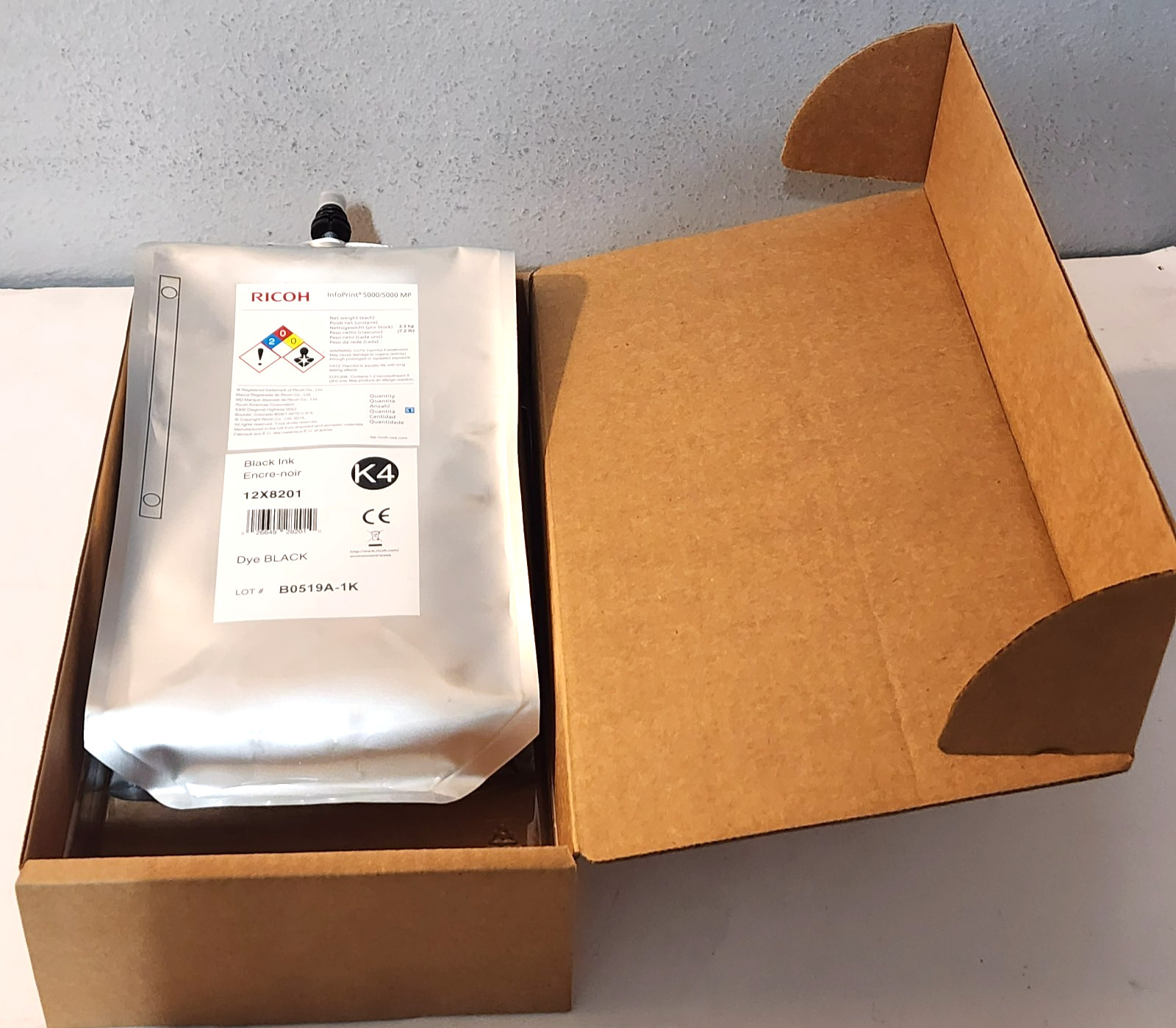 Ricoh 12X8201 Black Dye Ink K4 3 Liter InfoPrint 5000 New Sealed EXP 06/2020