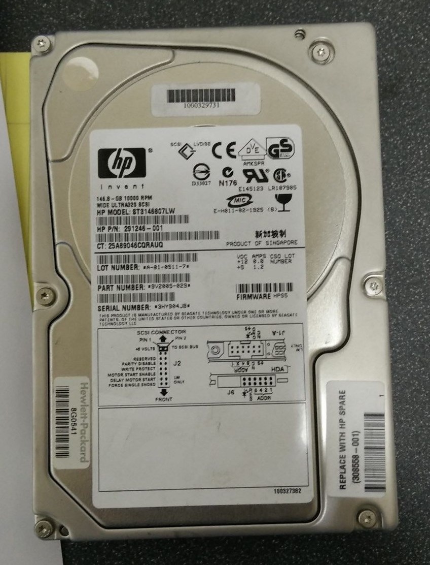 HP 291246-001 308558-001 146.8GB 10K ST3146807LW 68-Pin 3.5" SCSI Hard Drive
