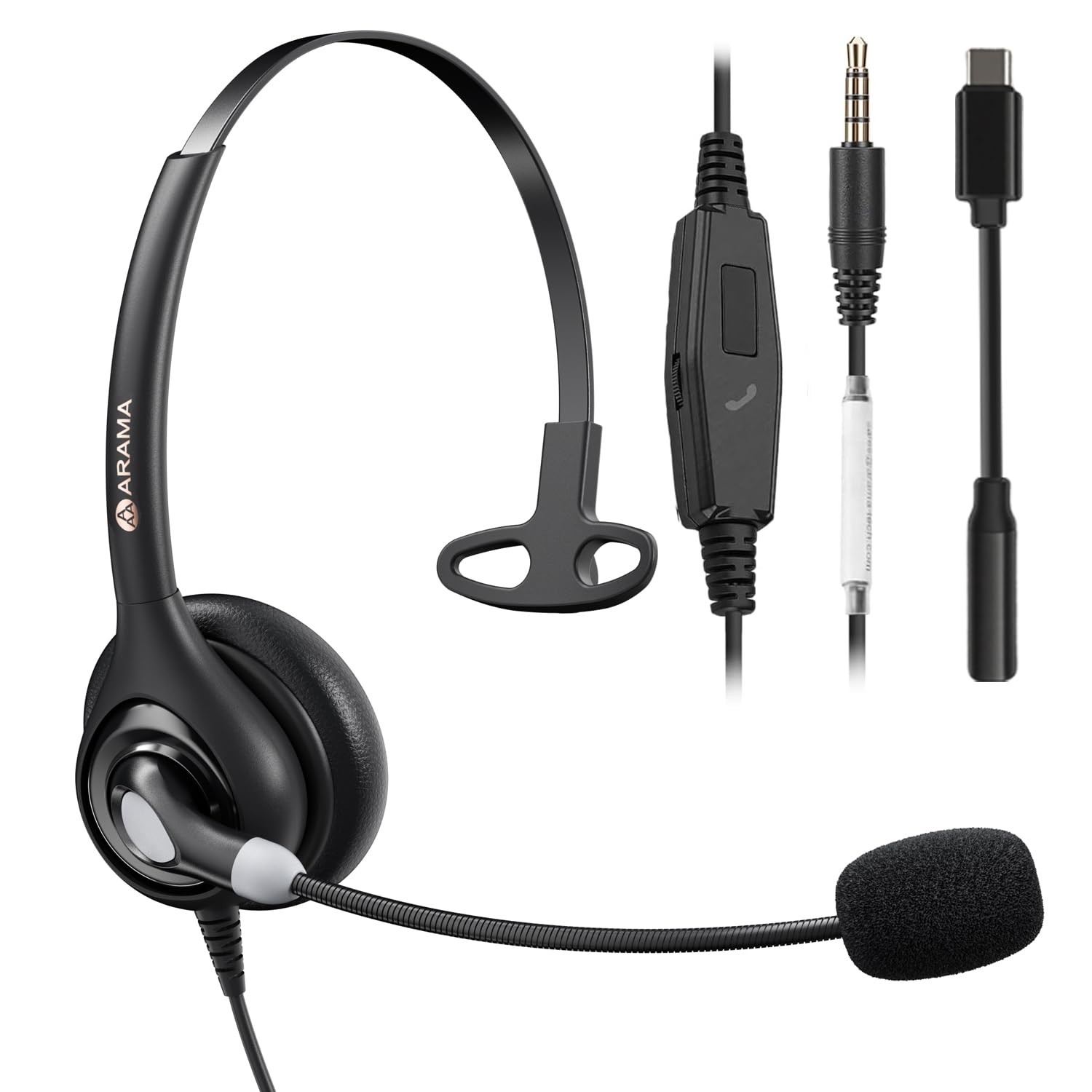 3.5mm Headset for Noise-Canceling Mic USB-for PC/iPhone/iPad/