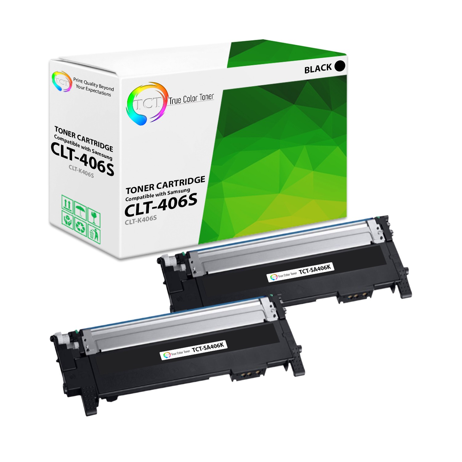 TCT 2PK CLT406S Black Toner Cartridge Set For Samsung CLP 360 365 CLX 3300 3305