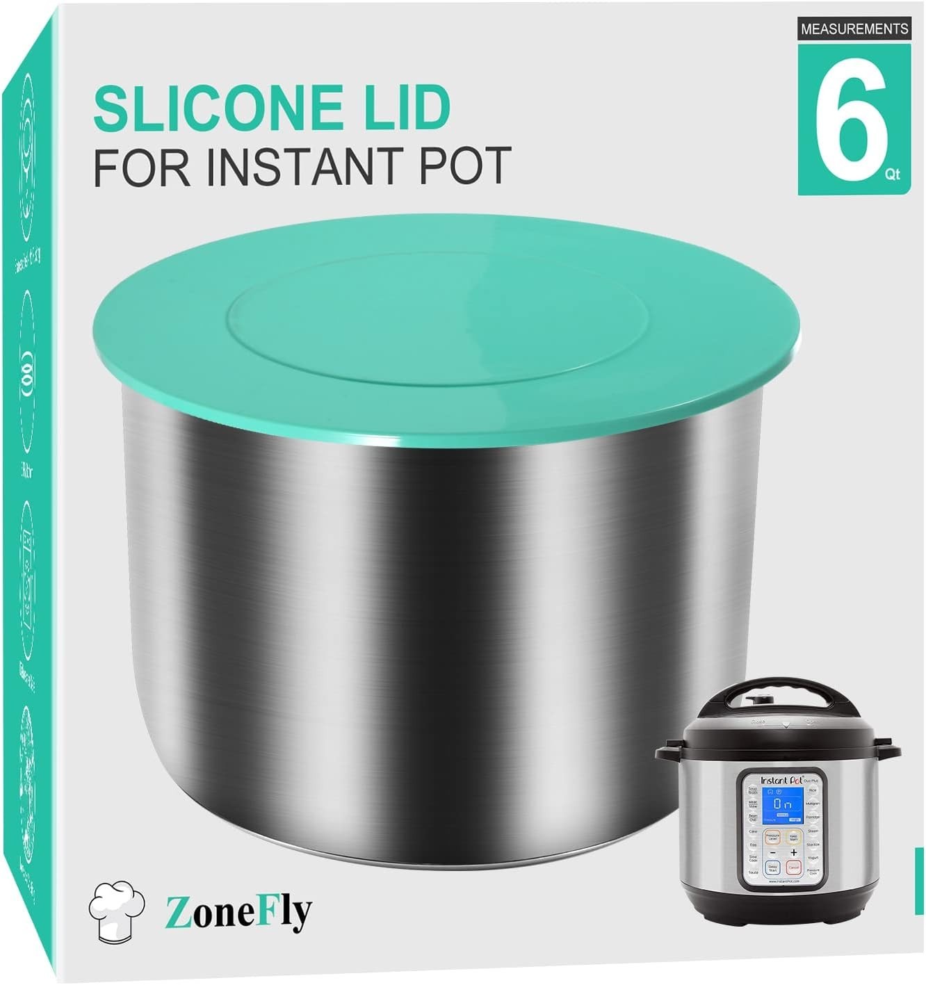 Silicone Lid for Instant Pot 6 Qt - 5 & 6 Quart Cover for Inner Pot Lid Fit I...