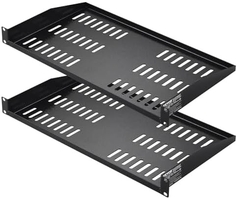 2 PCS 1U Server Rack Shelf Vented 10 Inch Deep 50 lb
