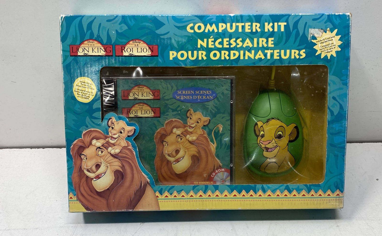 Vintage Disney The Lion King Computer Kit Mouse & CD-ROM Simba Windows 95 Y2K