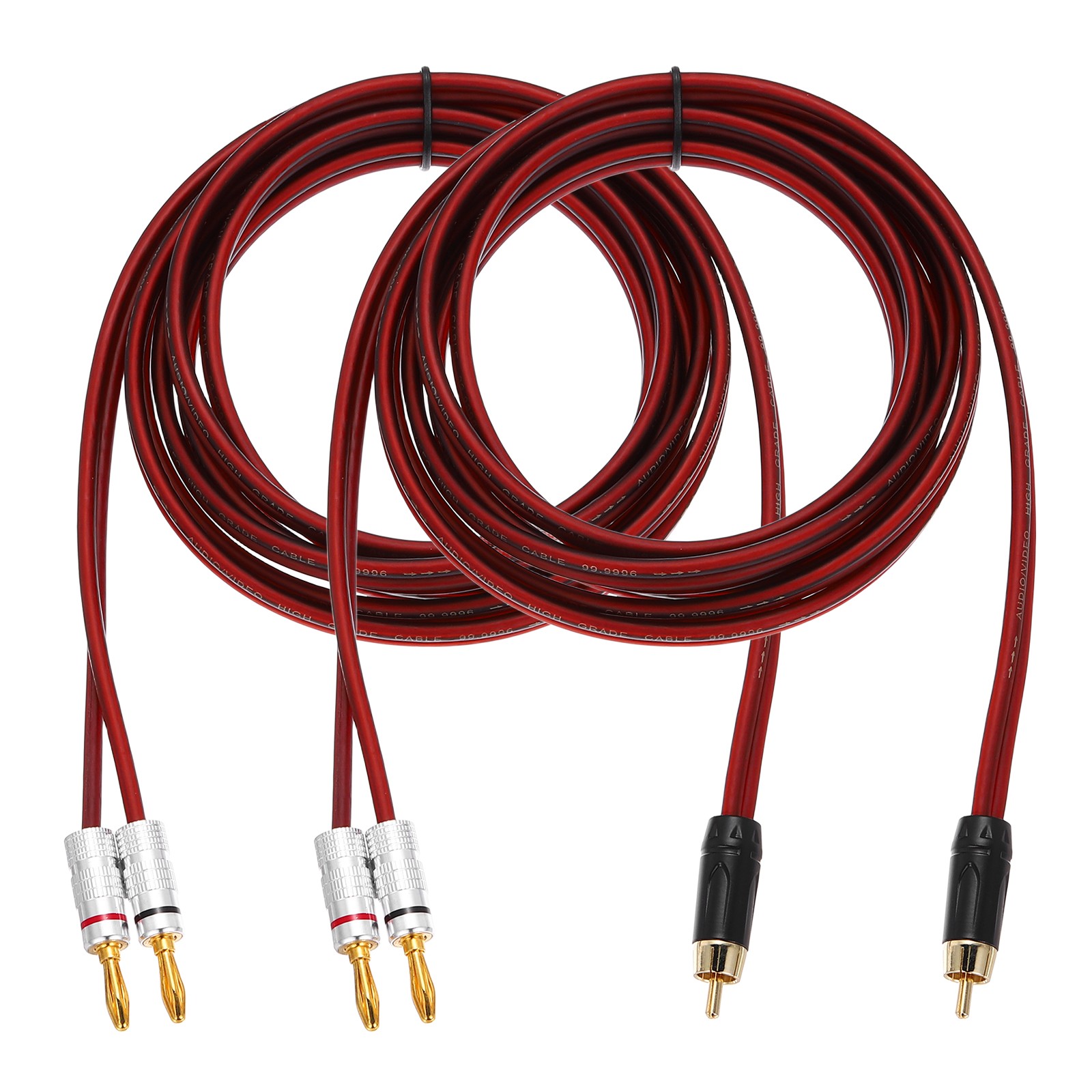 2 Pcs Gold Plated RCA Audio Cable, 1 RCA to 2 4mm Banana Plug, 9.8ft