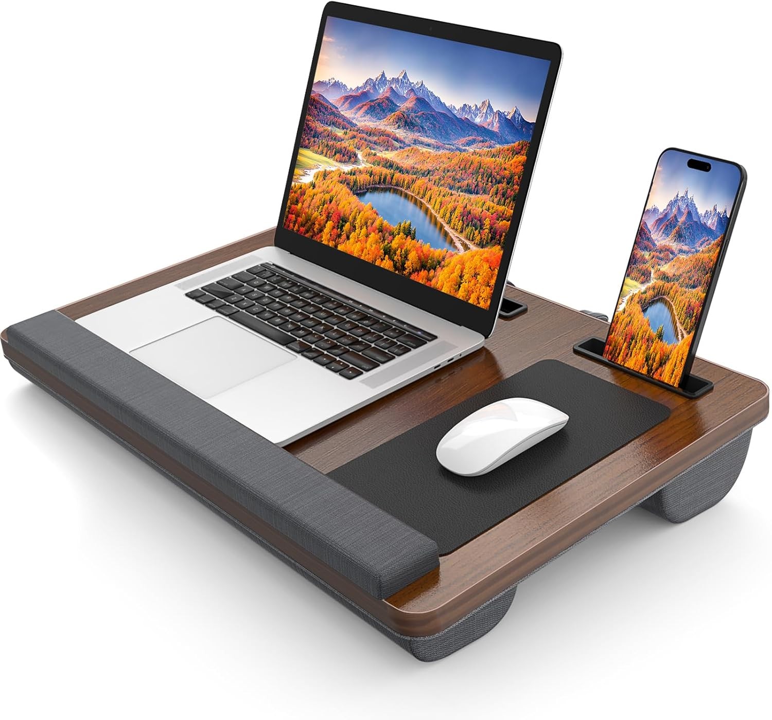 Laptop Lap Desk, Portable Large Desk for Bed, Up to 17 in Dark Brown 