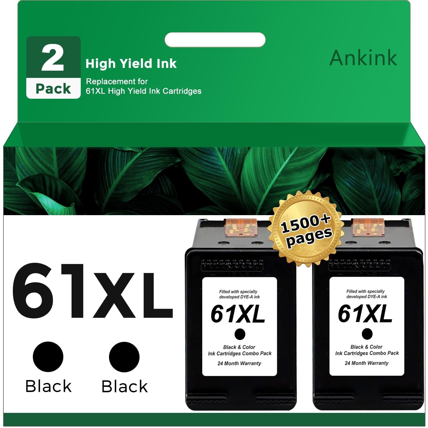 61XL Black Ink Cartridge Replacement for HP 61 XL HP61 HP61XL (2 Pack) Work w...