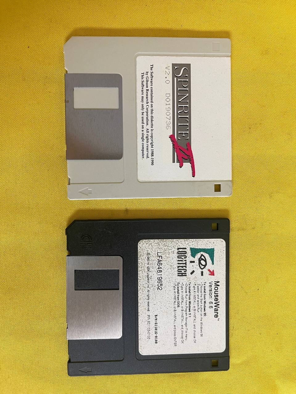 Lot of 2 Vintage 3.5 Floppy Disks Logitech MouseWare 6.6 SpinRite II RE