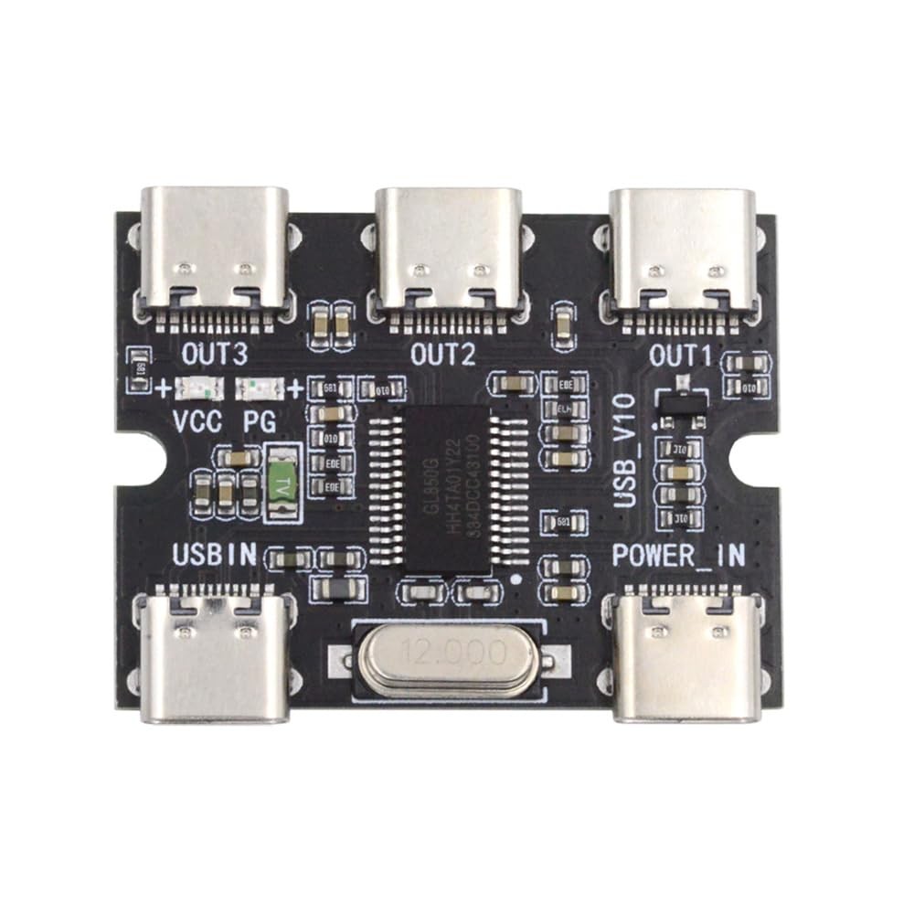 xiwai USB-C 2.0 1-to-3 Three Ports HUB Splitter PCBA Expansion Module Black