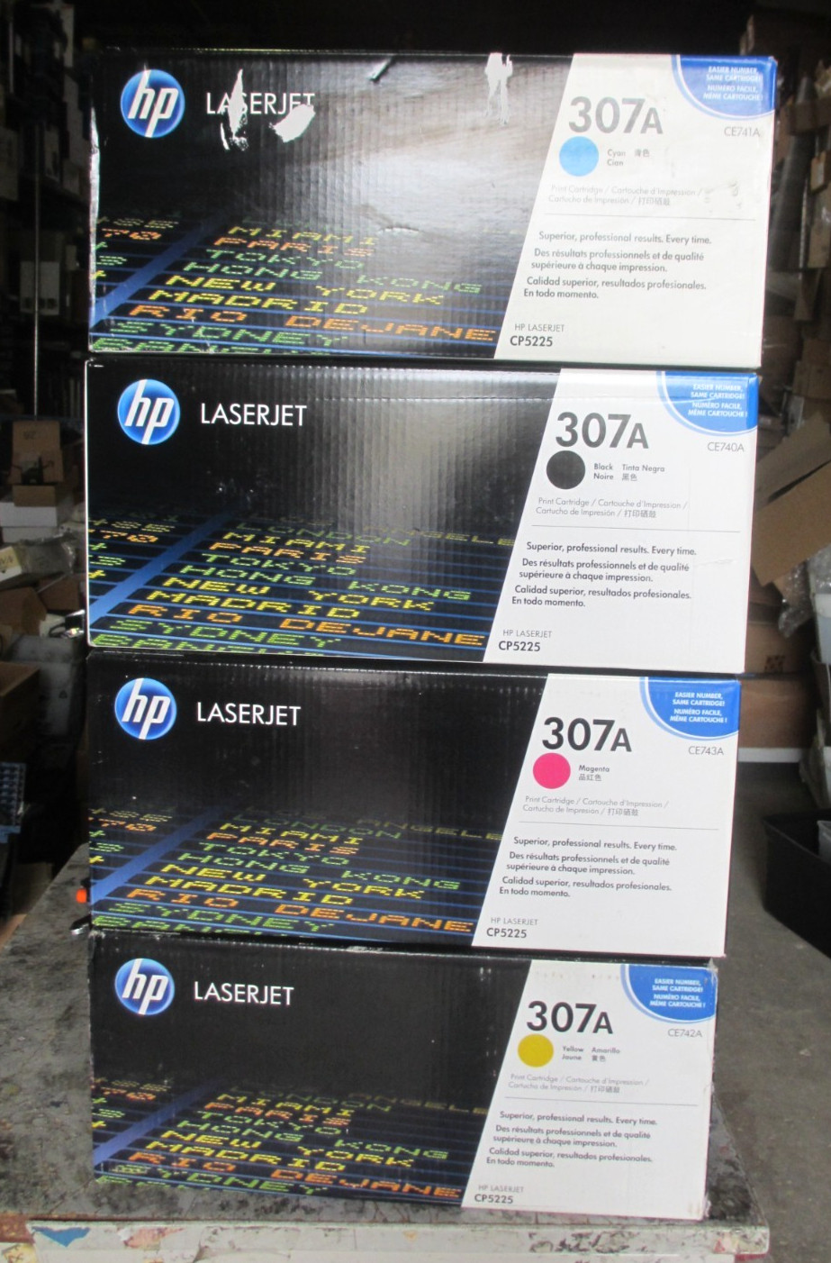 LOT 4 HP 307A Cyan, Magenda, Black, Yellow  Toner Cartridge HP Color LaserJet