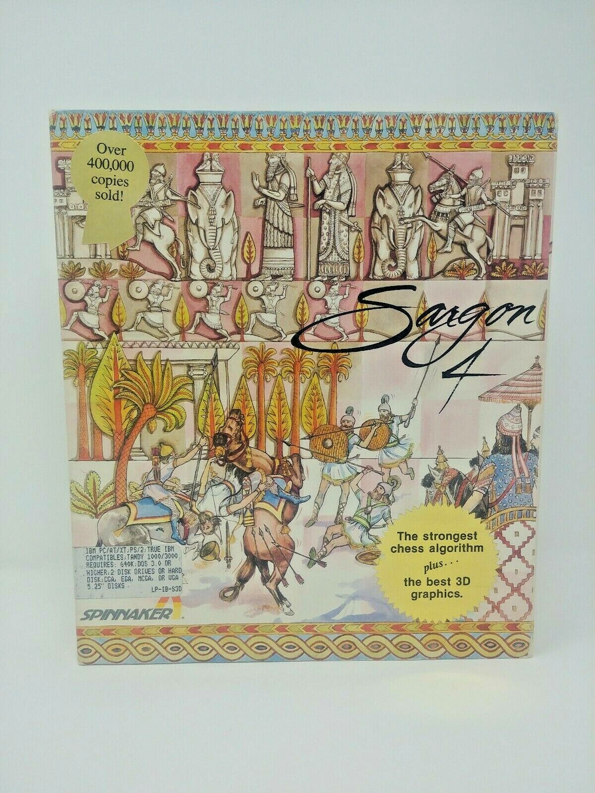Vintage SARGON 4 V1.01 Chess Game PC/DOS 5.25 Disks 1989 CIB Big Box Rare