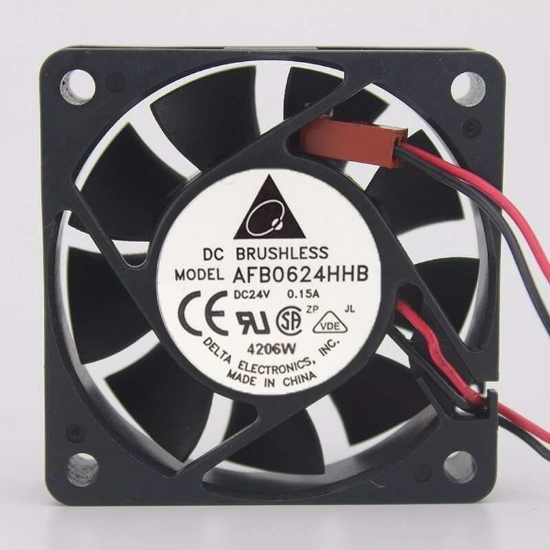 Delta 6015 AFB0624HHB DC24V 0.15A 6CM 60*60*15MM 2-wire inverter cooling fan
