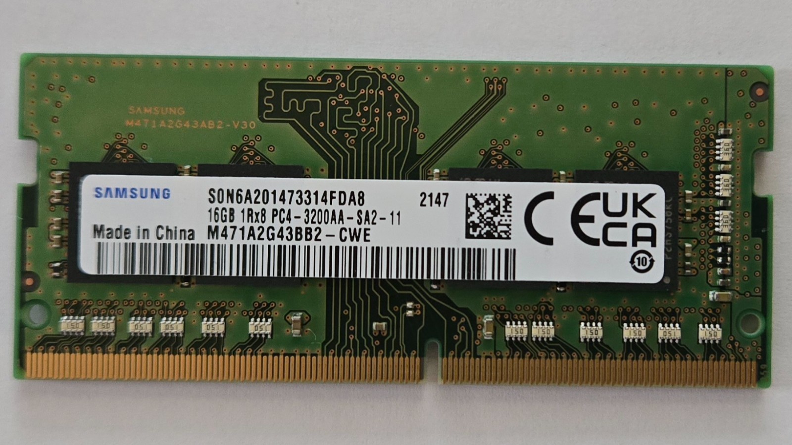 Samsung 16GB DDR4 3200MHz SODIMM Laptop RAM 1x16GB M471A2G43BB2-CWE