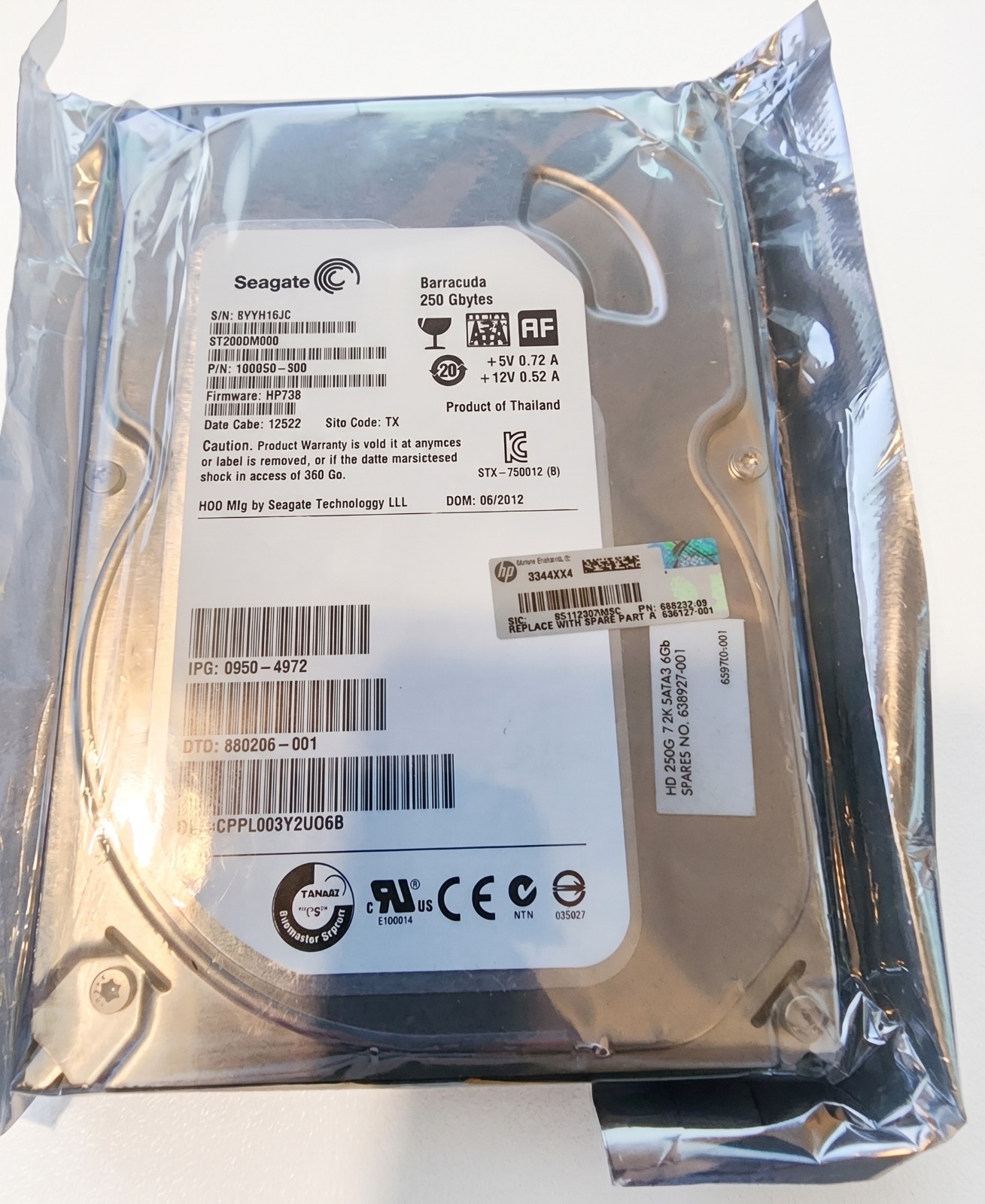 ST250DM000 Seagate Barracuda 250GB 3.5" SATA HDD Dell 0YVMKX 1BD141-501 Tested