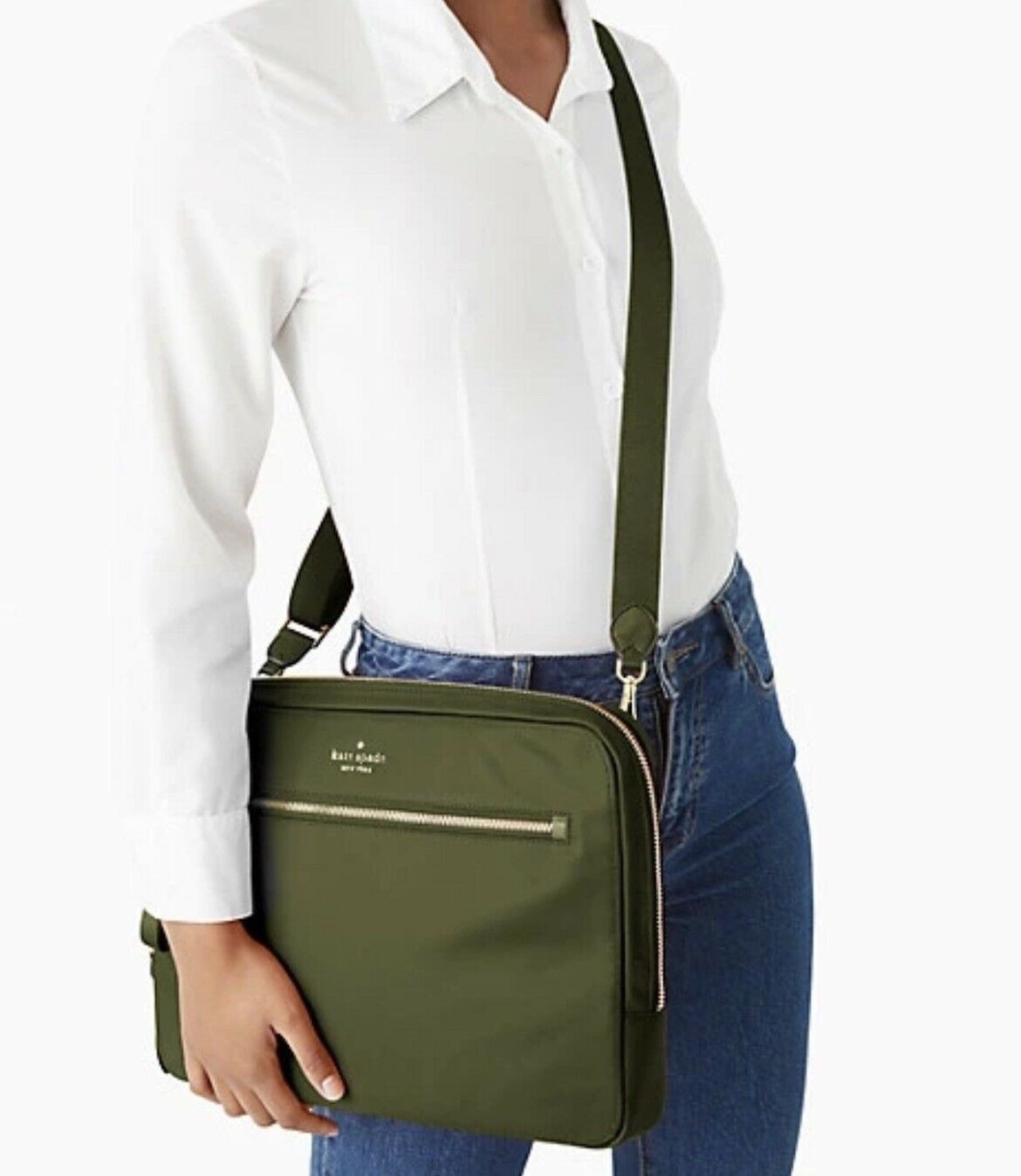 Kate Spade 15" Laptop Sleeve Messenger Bag Chelsea Enchanted Green New $259