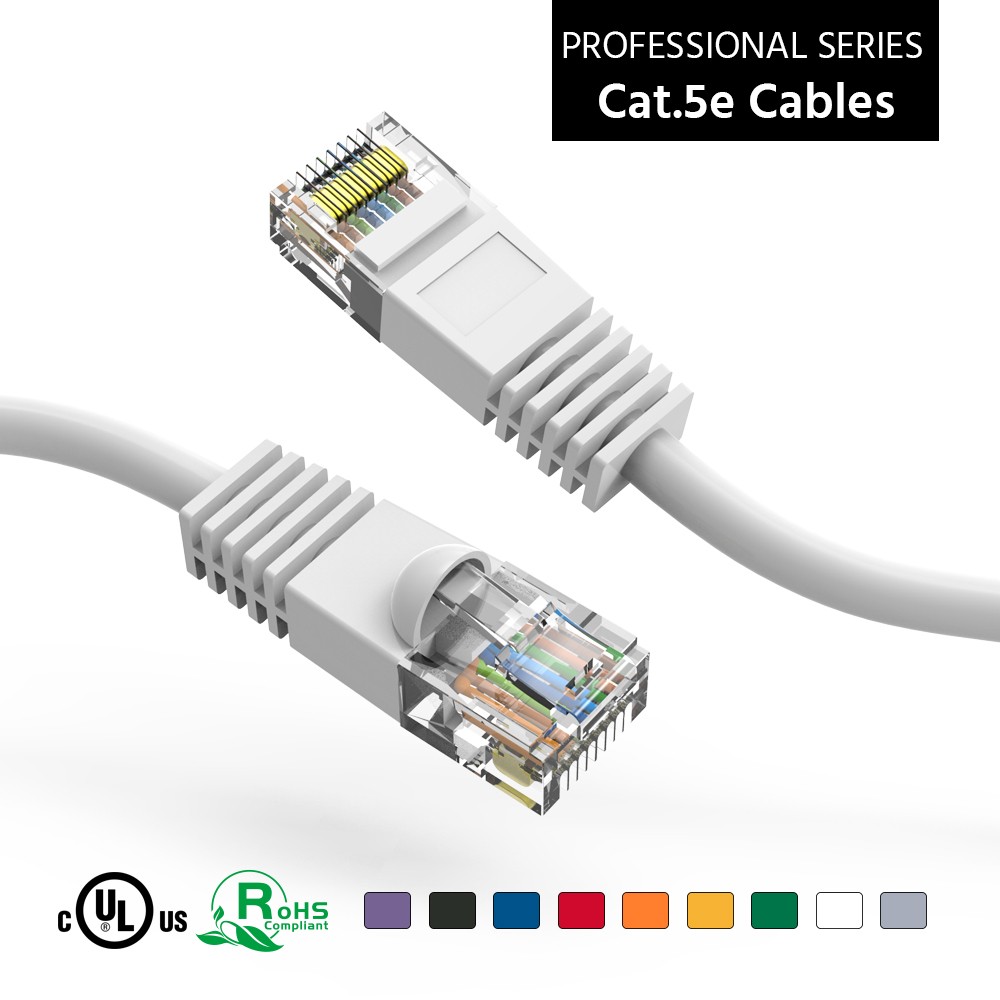 20 Pack of 100Ft CAT5E UTP Ethernet Network Booted Cable 10-100 Feet White