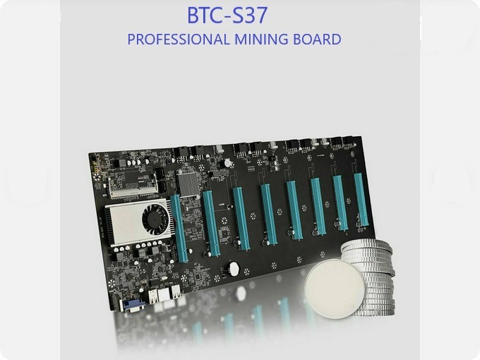 BTC-S37 Miner Motherboard  8 PCIE x16 Graphics Card w/ Cpu DDR3 VGA HDMI