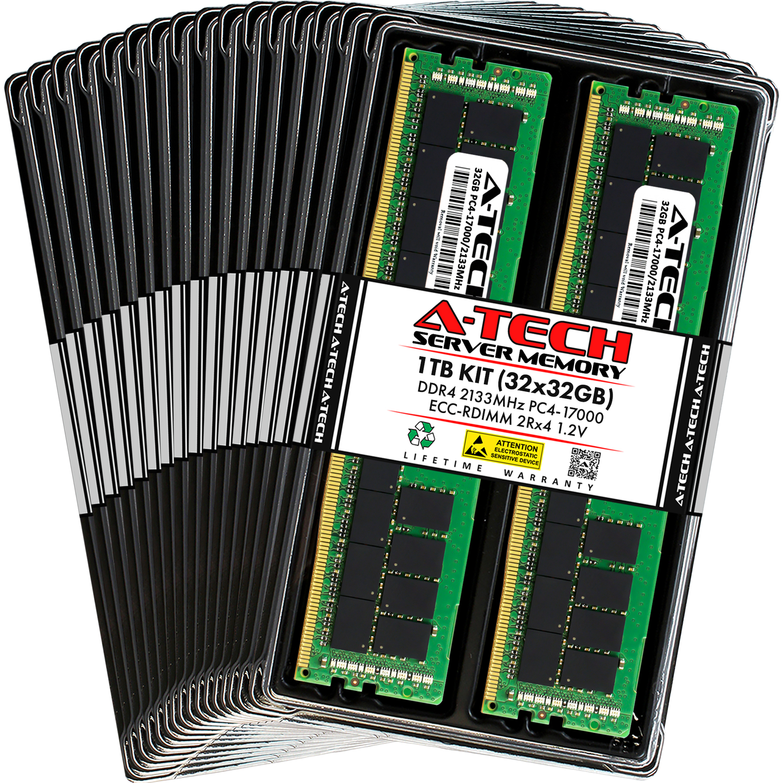 A-Tech 1TB 32x 32GB 2Rx4 PC4-17000R DDR4 2133MHz ECC REG RDIMM Server Memory RAM