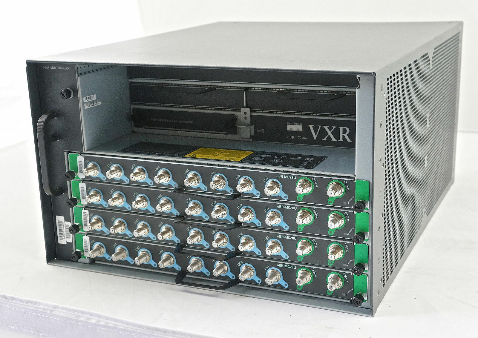 Cisco UBR7246VXR CMTS Bundle w/ (4) UBR-MC28U (1) NPE-G1 (2) PWR-UBR7200-AC