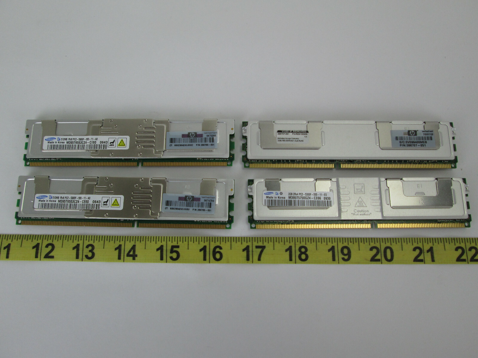 Lot of 4 Samsung Memory RAM 512MB 1Rx8 PC2-5300F-555-11-A0 M395T6553CZ4-CE60
