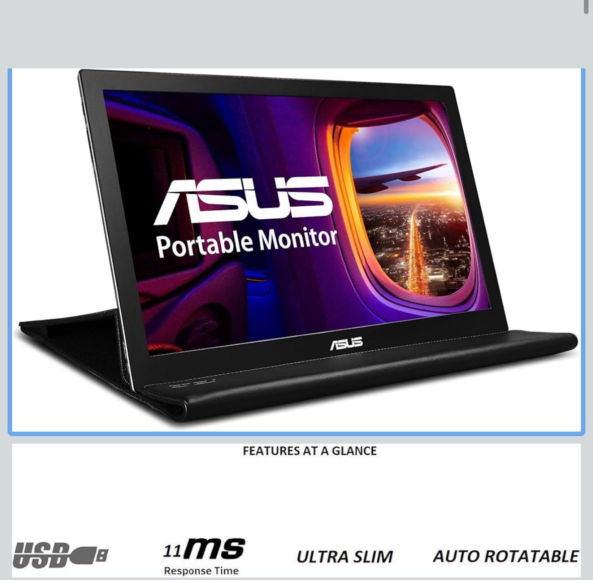 ASUS MB168 15.6" Ultra Slim 1366 x 768 Portable USB Monitor