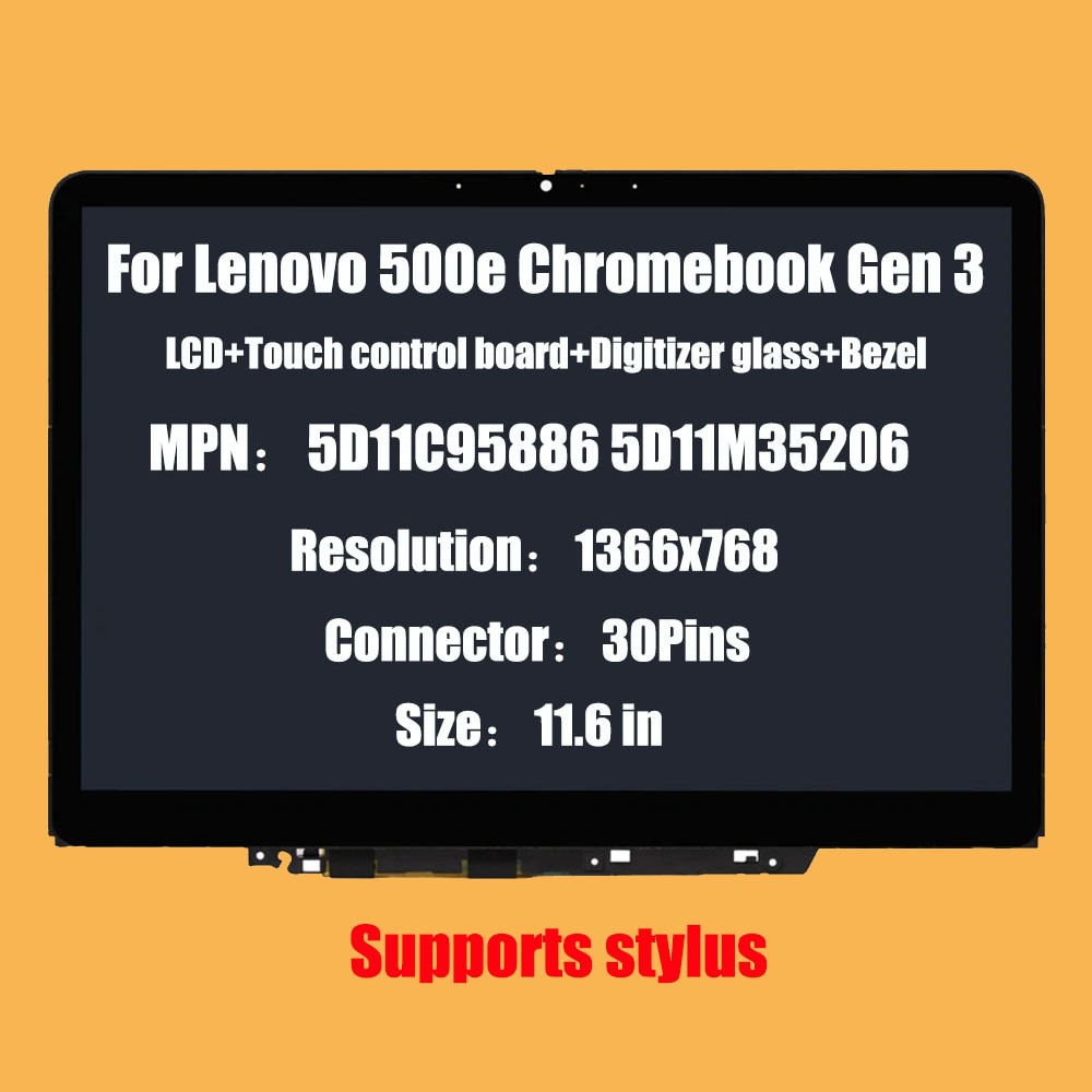 For Lenovo Chromebook 500E Gen3 82JB 82JC LCD TouchScreen Bezel HD 5D11C95886 US