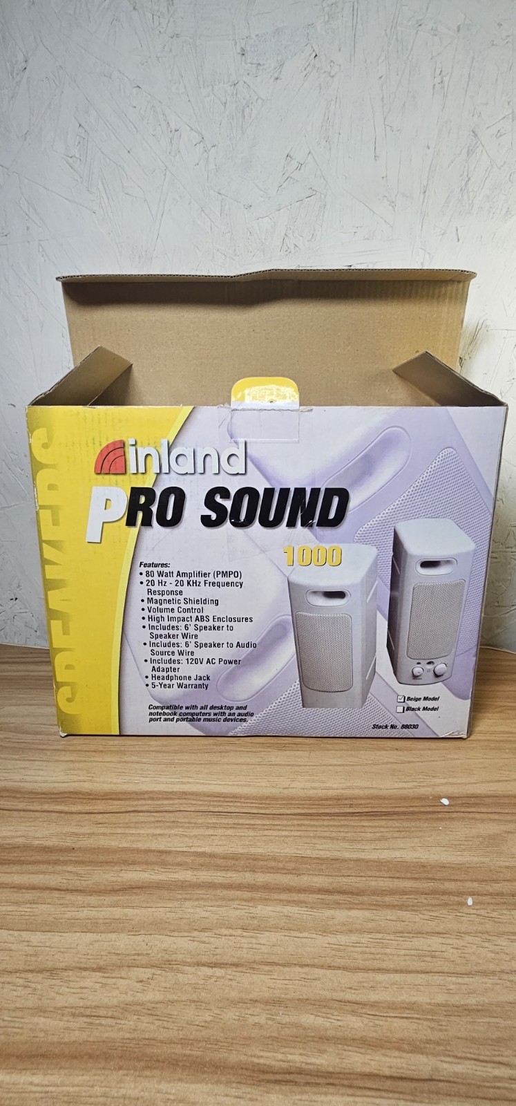 Vintage Inland Pro Sound 1000 Computer Speakers System - 80W PMPO - Boxed