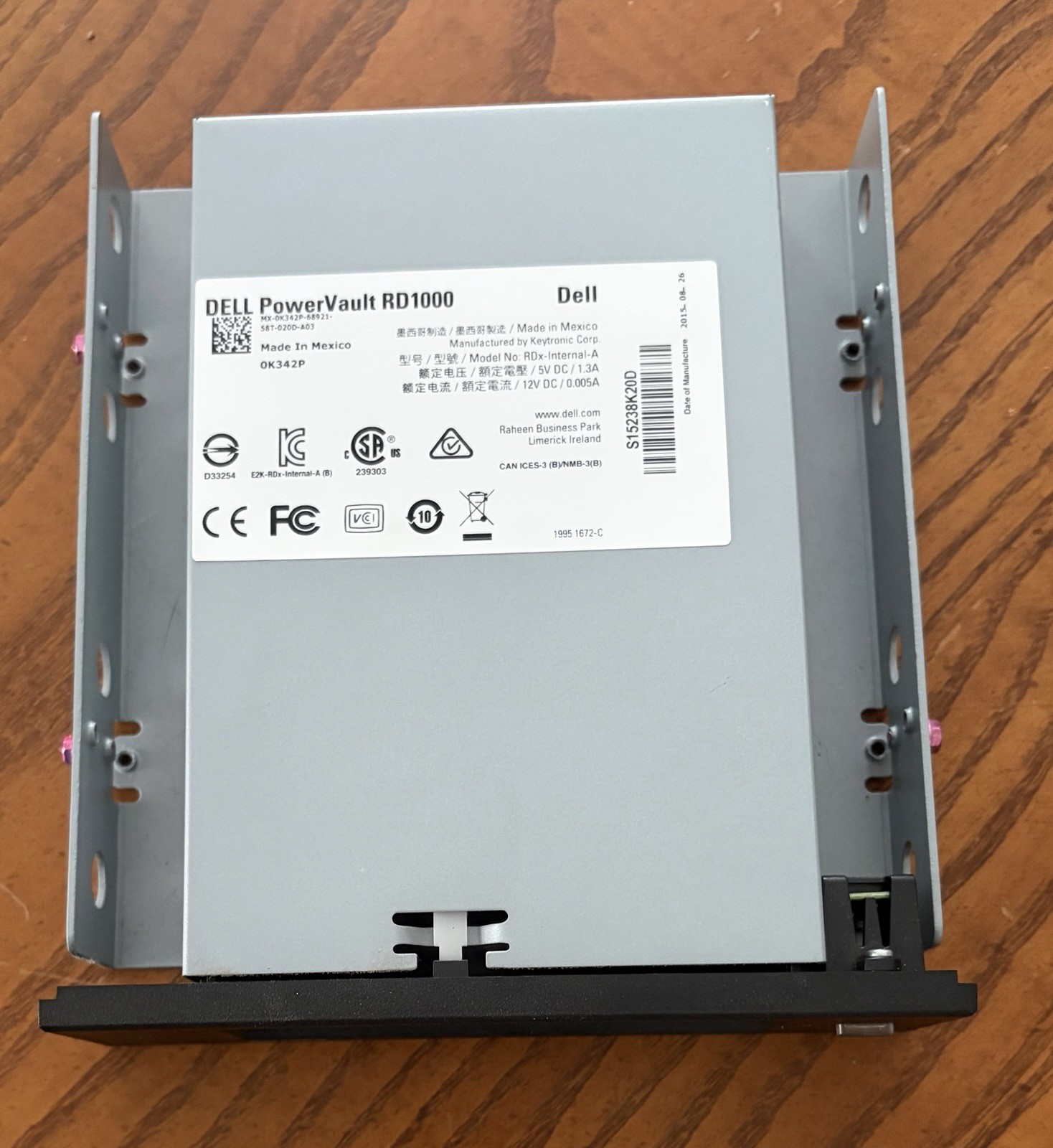 Dell Internal PowerVault RD1000 SATA 5.25" drive bay dock With Mounting Bracket